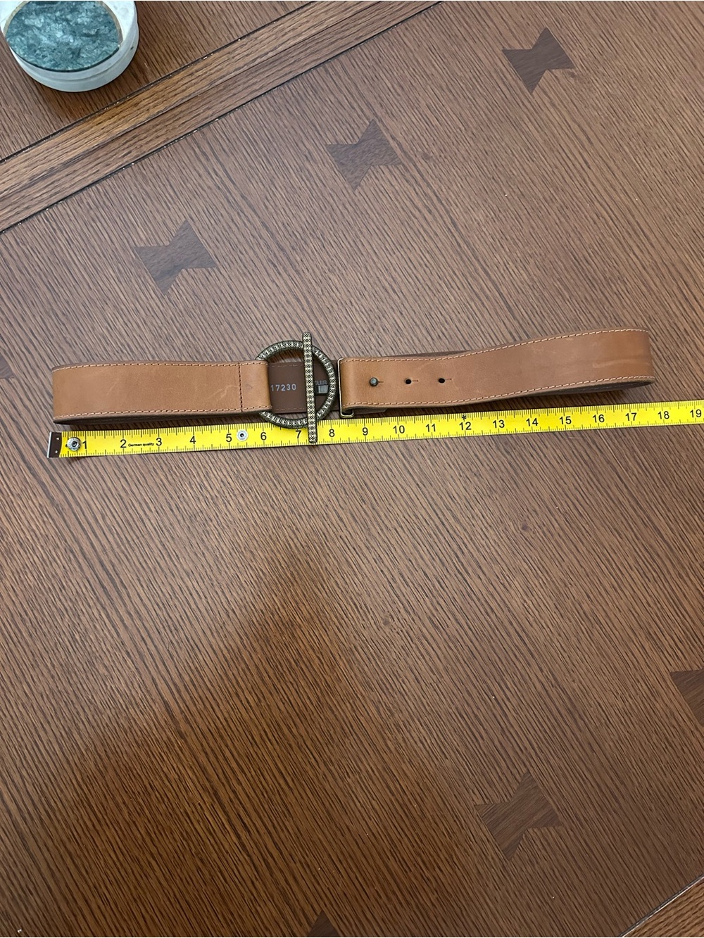 Leather Ring-Buckle Belt in Cognac Brown - Picture 6 of 7